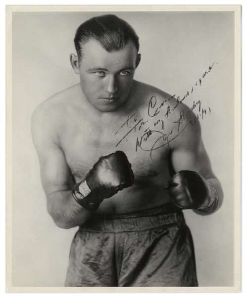 Heavyweight Jack Sharkey Signed 8 x 10 Photo -- Famous Photograph With Knuckles Bared