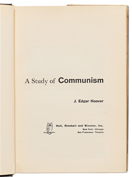 J. Edgar Hoover Signed First Edition of ''A Study of Communism''