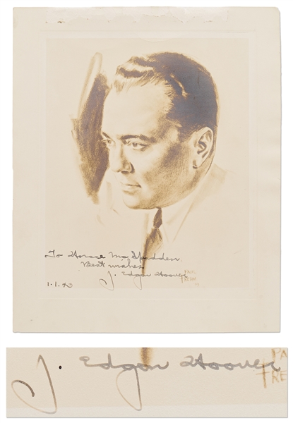 J. Edgar Hoover Signed Portrait Print