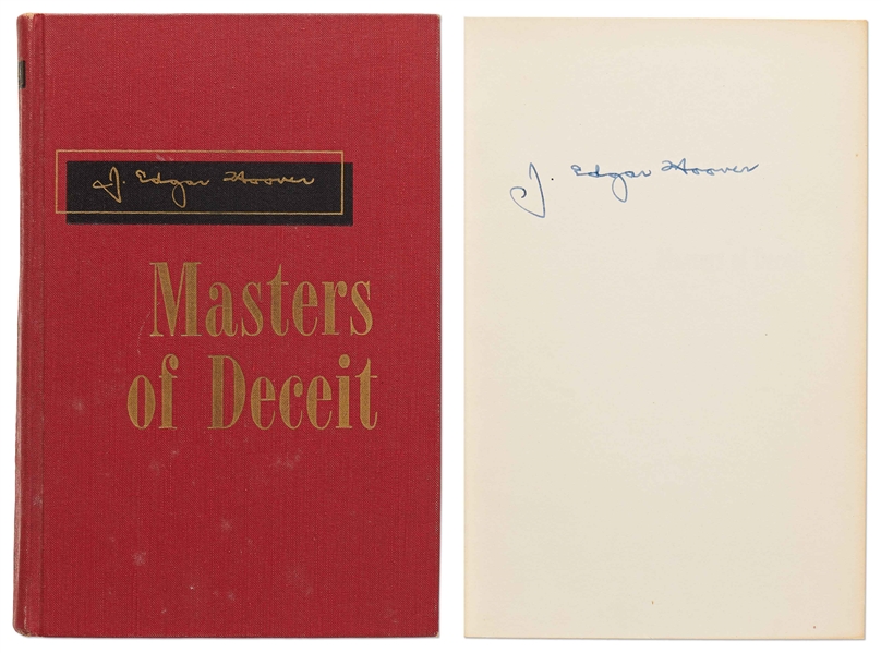 J. Edgar Hoover Signed First Edition ''Masters of Deceit''