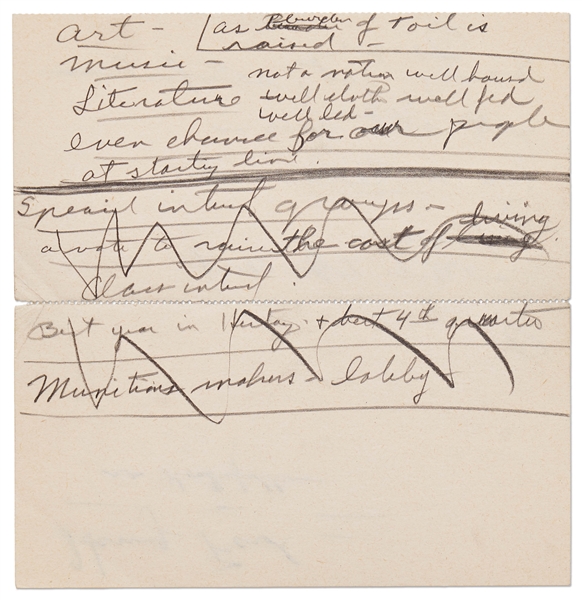 Richard Nixon Handwritten Notes -- Written as Source Material for His Biographer Circa 1958 -- ''...Danger, Smug, fat, satisfied with status quo / want to be taken care of...''