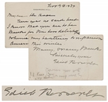 Edith Roosevelt Autograph Note Signed to Scribners Editor Will David Howe