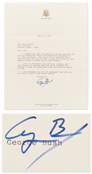 George H.W. Bush Letter Signed as Vice President -- ''I founded the Fund for America's Future last year to help the Republican Party''