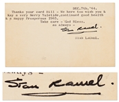 Stan Laurel Postcard Signed With His Full Name, Stan Laurel -- ...a Happy Prosperous I965...