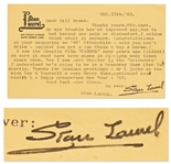 Stan Laurel Letter Signed With His Full Name, Stan Laurel -- ...I saw the Chaplin Film CARMEN many years ago (silent)...