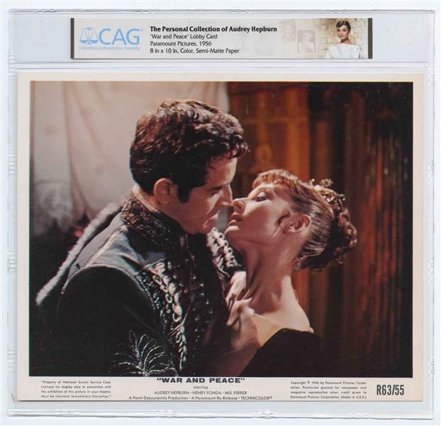Audrey Hepburn Personally Owned 10 x 8 Lobby Card From War and Peace -- From the Personal Collection of Audrey Hepburn -- Encapsulated by CAG
