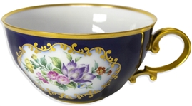 Margaret Thatcher Personally Owned China -- Tea Cup & Saucer in a Navy Blue Floral Pattern