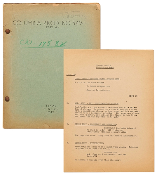 Moe Howards Personally Owned Script for The Three Stooges 1943 Film Spook Louder