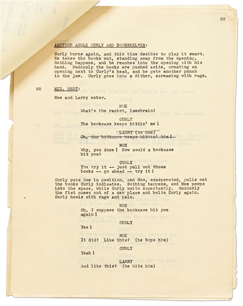 Moe Howard's Script for ''Pardon My Terror'', Originally Written for The Three Stooges, but Unproduced due to Curly's Stroke -- Then Repurposed for Shemp as ''Who Done It?'' -- With Moe's Edits