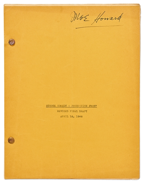 Moe Howards Personally Owned Script for The Three Stooges 1946 Film Rhythm and Weep