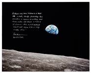 Frank Borman Signed 20'' x 16'' Photo, With His Thoughts About the Moon: ''…it's a vast, lonely, forbidding-type existence…''