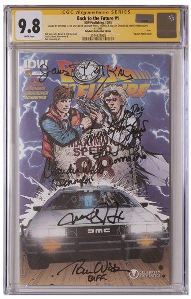 ''Back to the Future'' Cast-Signed Comic #1, Graded 9.8 -- Includes Signatures of Michael J. Fox, Christopher Lloyd, Lea Thompson, Thomas Wilson, Claudia Wells & James Tolkan