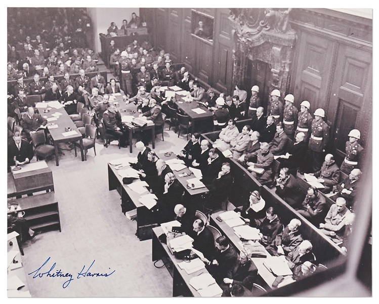 Whitney Harris Signed Photo of the Nuremberg Trials -- Harris Was One of the U.S. Prosecutors for the Trials -- With PSA/DNA COA