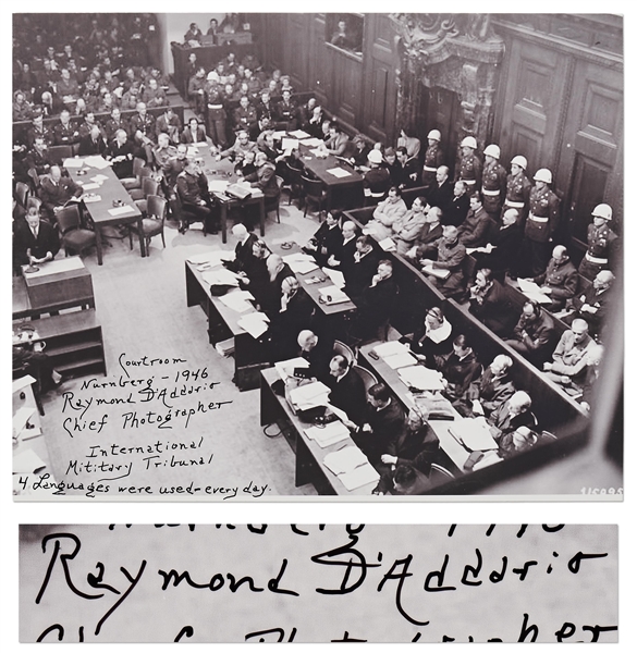 Raymond D'Addario Signed Photo of the Nuremberg Trials -- D'Addario Was Chief Photographer for the Trials -- With PSA/DNA COA