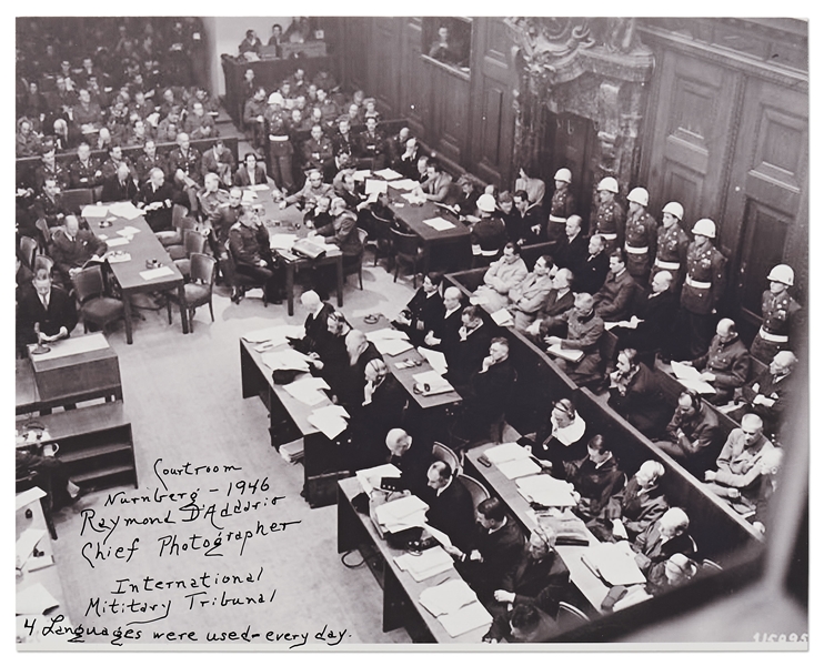 Raymond D'Addario Signed Photo of the Nuremberg Trials -- D'Addario Was Chief Photographer for the Trials -- With PSA/DNA COA