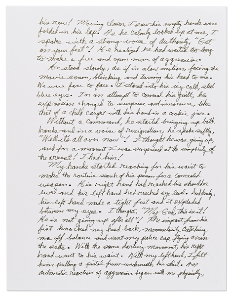 Lee Harvey Oswald Arrest Document Signed by Officer Nick McDonald, With Fascinating First-Hand Account of Oswald's Apprehension -- ''...I stared into his icy cold, steel blue eyes...''