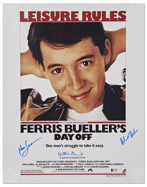 ''Ferris Bueller's Day Off'' Cast-Signed 16'' x 20'' Photo of the Film's Poster -- With Beckett COA