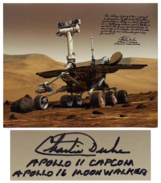 Apollo 16 Moonwalker Charlie Duke Signed 20'' x 16'' Photo of the Mars Rover -- ''The human spirit wants to go to Mars…It will be another small step for man and another giant leap for mankind!''