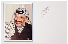 Yasser Arafat Signed Photo Card Measuring 12.625 x 8.375 -- With PSA/DNA COA
