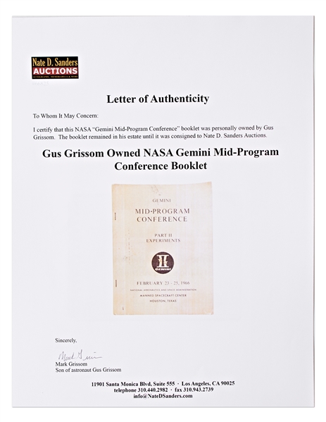 Gus Grissom Personally Owned Gemini Manual -- Encapsulated by CAG