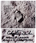 Charlie Duke Signed 20 x 16 Photo of the Famous Apollo 11 Footprint -- Duke Served as Apollo 11 CAPCOM and Describes the Moment When the Eagle Touched Down on the Moon