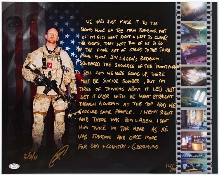 Robert ONeill Signed 20 x 16 Limited Edition Photo Describing the Assassination of Osama bin Laden -- With PSA/DNA COA