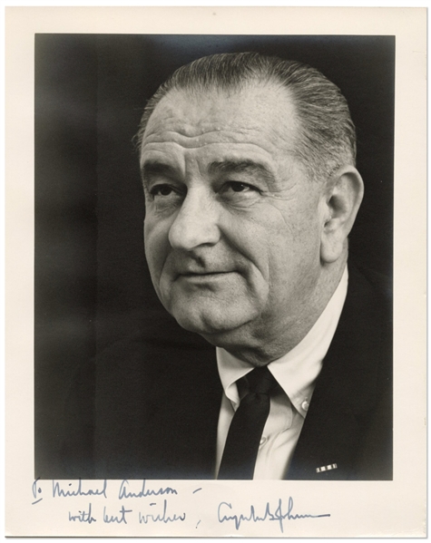 Lyndon B. Johnson Signed 8'' x 10'' Photo -- With PSA/DNA COA