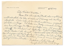 Carl Jung Autograph Letter Signed -- ''...My liver is fine again, and so is my heart...''