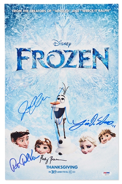 ''Frozen'' Cast-Signed 11'' x 17'' Poster Photo -- Signed by Director Jennifer Lee, Animators Rebecca Bresee and Lino DiSalvo, Actor Josh Gad & Producer Peter Del Vecho -- With PSA/DNA COA