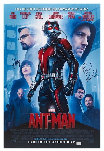 Paul Rudd and Evangeline Lilly Signed 16'' x 24'' Photo of the ''Ant-Man'' Poster<br>