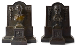 Pair of Bronze George Washington and Abraham Lincoln Bookends -- Cast by Griffouls Newark Foundry, Circa Early 20th Century