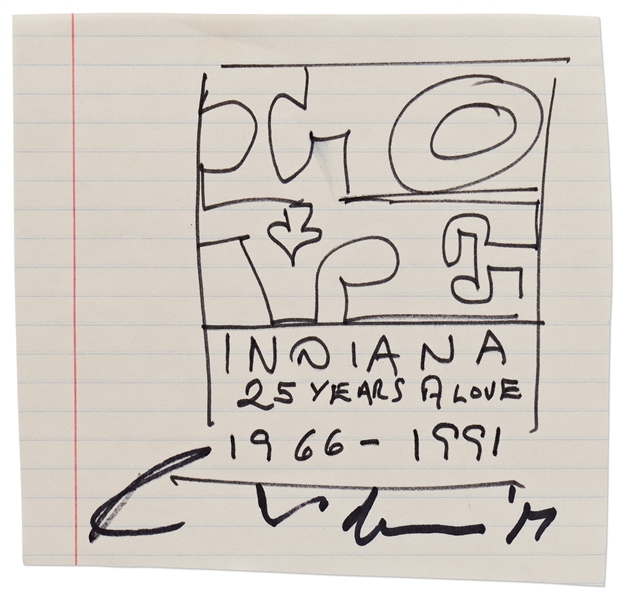 Robert Indiana Signed LOVE Sketch -- 25 YEARS of LOVE