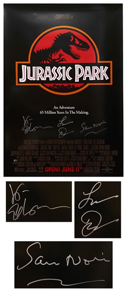 Jurassic Park Cast-Signed Poster -- Signed by Jeff Goldblum, Laura Dern & Sam Neill