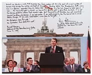 Ronald Reagan 20 x 16 Photo of Himself Delivering the Famous Tear Down This Wall! Speech -- With Handwritten Inscription by the Speechwriter Who Drafted the Words That Helped End the Cold War