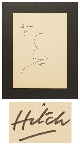 Alfred Hitchcock Signed Self Portrait Sketch -- Large Sketch Measures 11'' x 14''