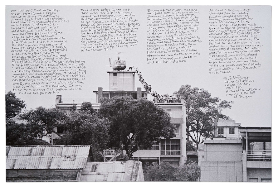 Frank Snepp Handwritten Memory of the Evacuation at 22 Gia Long St. During the Fall of Saigon -- ...It was the most famous image of Saigons infamous last day...