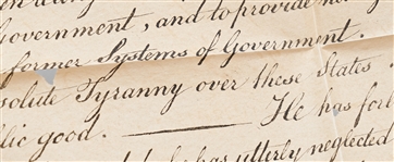 1833 Force Declaration of Independence From Original Copper Plate -- Still Within ''American Archives''