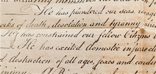 1833 Force Declaration of Independence From Original Copper Plate -- Still Within ''American Archives''
