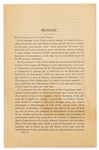 Calvin Coolidge Signed Presidential Address Regarding the Reduction of Arms After World War I -- From 1926, 15 Years Before the U.S. Was Caught Flat-Footed at Pearl Harbor