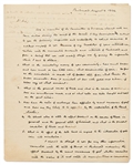 John Tyler Autograph Letter Signed Regarding the Bank War in 1834 -- ''…whether the Bank of the U. States has resorted to any course of measures from a spirit of hostility to the state Bankers…''