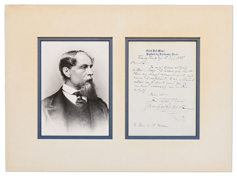 Charles Dickens Autograph Letter Signed from 1868