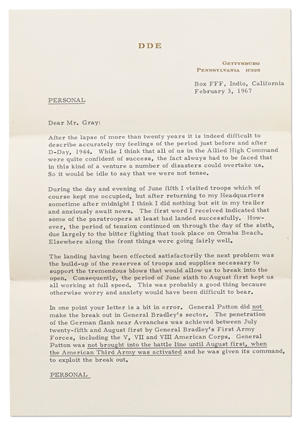 Important Dwight D. Eisenhower Letter Signed Regarding D-Day -- Marked ''PERSONAL'', Eisenhower Describes in Detail Planning for Over 2 Years & Then Executing the Normandy Invasion