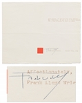 Frank Lloyd Wright Letter Signed -- ...We are to be in Paris...then straight to S.F., we hope...