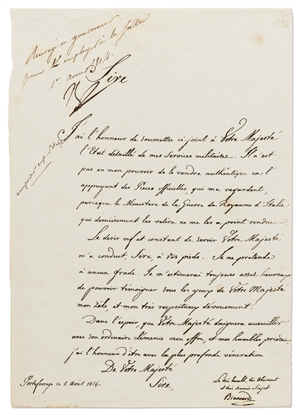 Napoleon Bonaparte Letter Signed from 1814 While Exiled