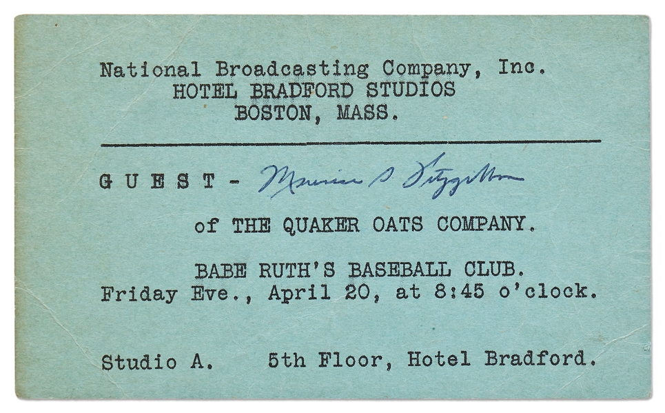 Babe Ruth Signature, Circa 1934