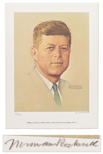 Norman Rockwell Signed Limited Edition Lithograph of John F. Kennedy -- Appeared as the Cover of ''The Saturday Evening Post'' in 1960