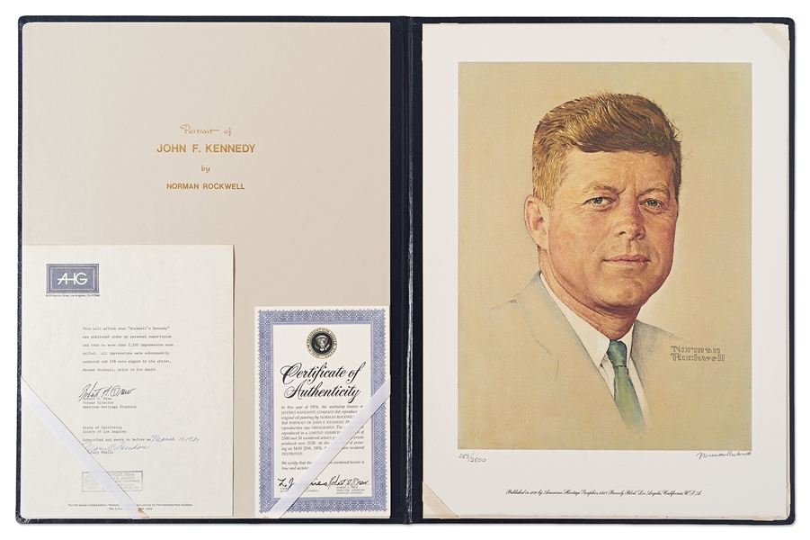 Norman Rockwell Signed Limited Edition Lithograph of John F. Kennedy -- Appeared as the Cover of ''The Saturday Evening Post'' in 1960