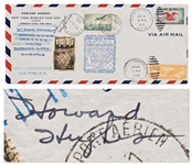 Howard Hughes Signed Flight Crew Cover -- Carried Aboard Hughes Historic & Record-Breaking 1938 Round-the-World Flight