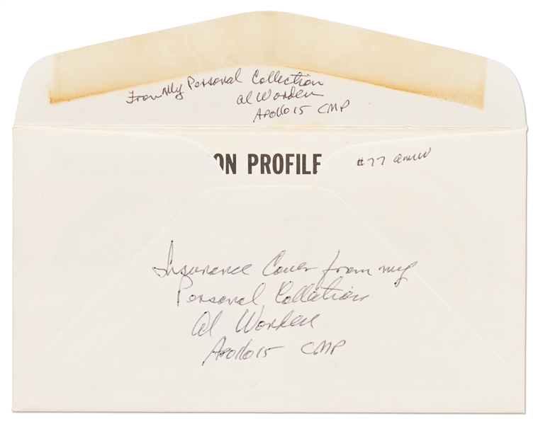 Apollo 15 Crew-Signed NASA Insurance Cover -- From Al Worden's Personal Collection, and Also With His Signed COA