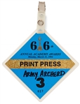 66th Academy Awards TV Pass -- Belonged to Army Archerd, Columnist for Variety